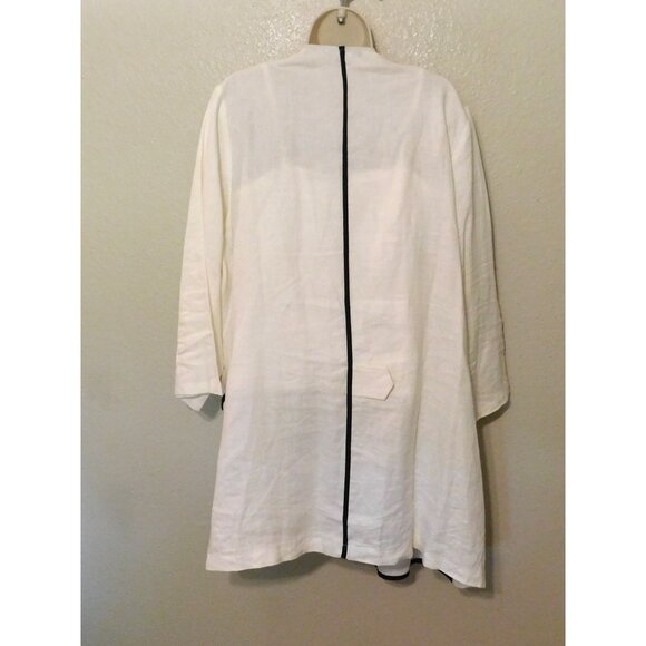 Moonlight Y&S Fashion Jacket 2X White Black Trim 3/4 Slv Abstract Print Linen - Picture 5 of 7